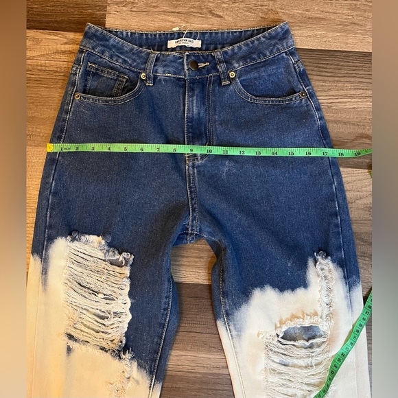 NWOT American Bazi  High Waist Denim Bleach Distressed Jeans SZ S - Picture 9 of 13